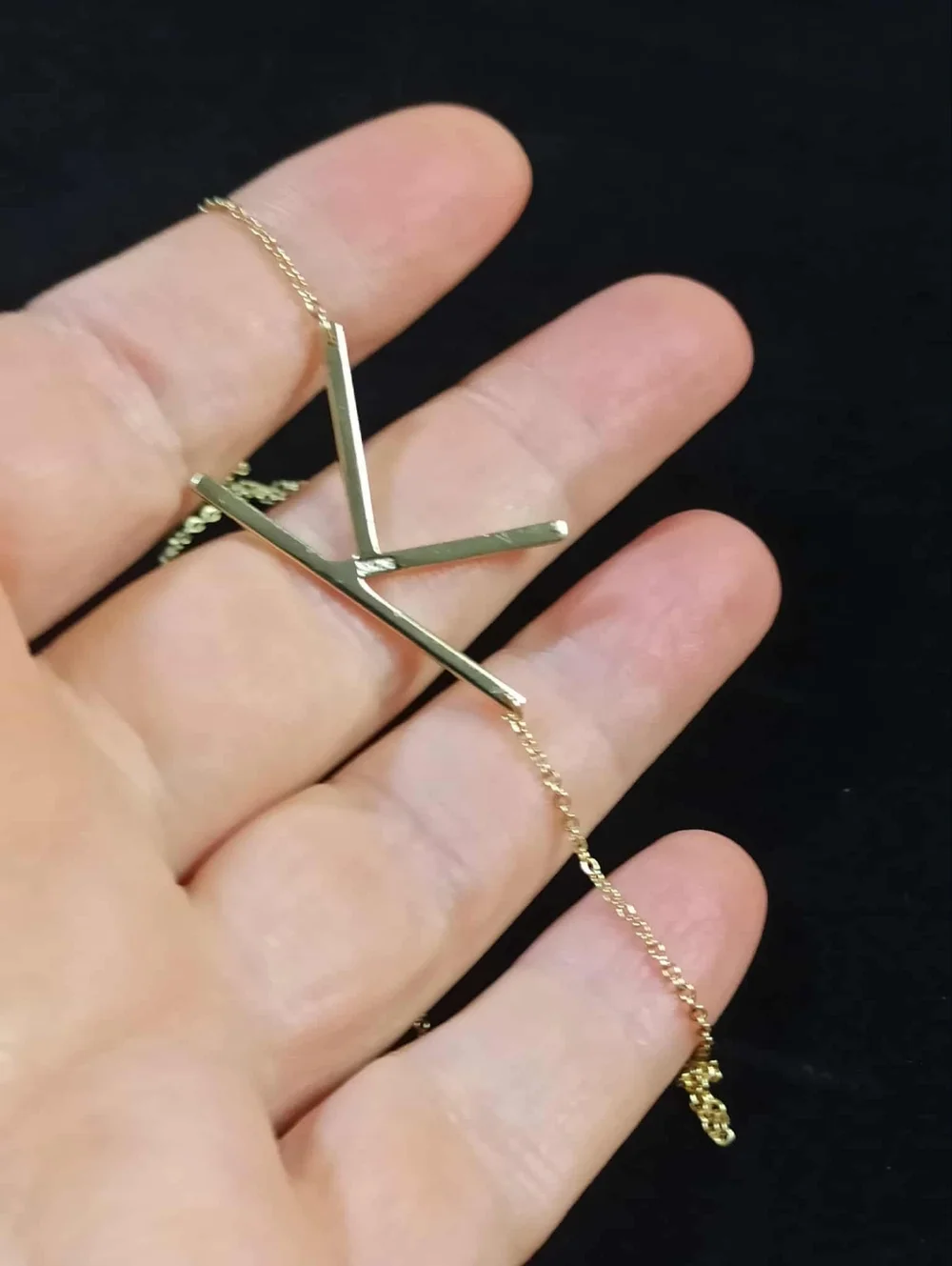 Vintage 90s Sterling Silver 925 Gold Plated K Initial Necklace Minimalist Bar